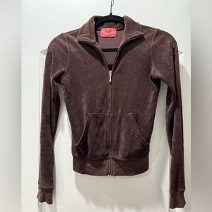 Vintage Y2K Juicy Couture Terry Cloth Zip Up Dark Brown Petite